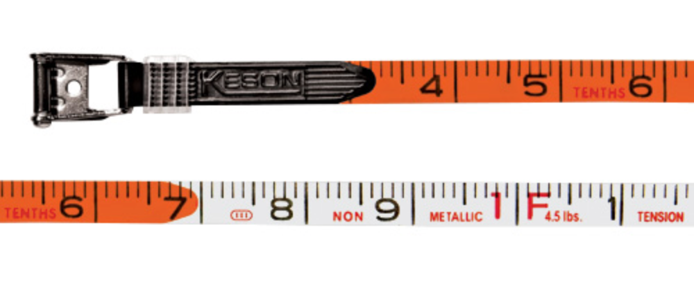 Keson 100 ft Fiberglass Blade Tape Measure with High Speed Rewind - 10ths w/Hook